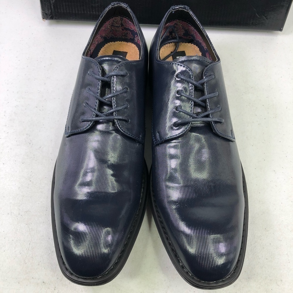 STEVE Madden Crakke Navy Patent Leather Shoes - Picture 6 of 10